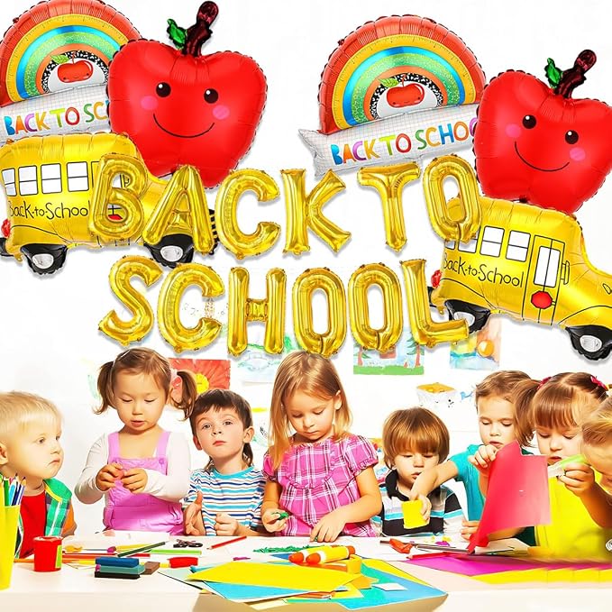 18 PCS Welcome Back To School Balloons, Back To School Banner And School Bus - Image 5