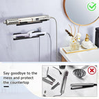 2 PCS Wall Mount Curling Iron Holder and Hair Tool Organizer with Adhesive, Multifunctional Hot Flat Iron and Hair Straightener Holder Storage Stand for Vanity, Cabinet and Wall, Black