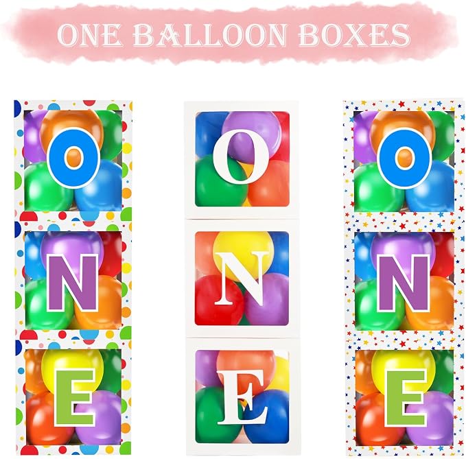 First Birthday Decorations for Boy Girls, ONE Balloon Boxes - Image 2