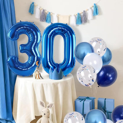 Number 30 Balloon Pastel Blue for Kids, XXL 30th Birthday Decor Foil Balloon - Image 6