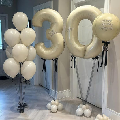 Cream Number 0 Balloons, 40 Inch 0 Balloons Giant Helium Foil Mylar Beige 0 - Image 5