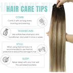 YoungSee Balayage Clip in Hair Extensions Brown Ombre Clip in Extensions Remy Hair Clip on Hair Extension for Women Chocolate Brown Roots to Medium Brown with Blonde 12inch 85g