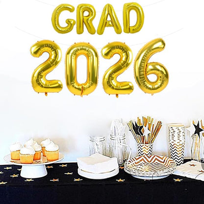 TONIFUL Graduation Balloons 16 Inch Gold Grad Balloons 40 Inch Gold Large - Image 5