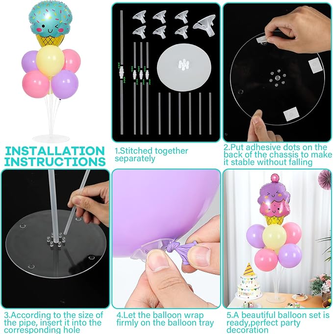 4 Sets Ice Cream Birthday Party Balloons Stand Kit - Image 3