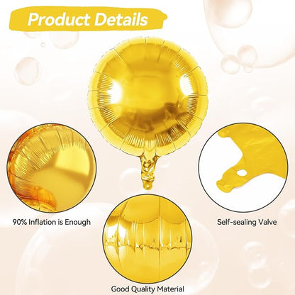 20PCS Gold Round Shaped Balloons, 18 Inch Round Foil Balloon, Giant Round - Image 3