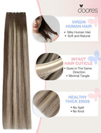 DOORES Invisi Edge Tape in Hair Extensions, Chocolate Brown to Honey Blonde 10 Injection Tape-ins with 10 Injection Tape-ins 50g 20 Inch,Invisible Injected Tape in Extensions
