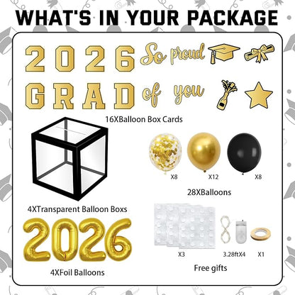 2026 Graduation Balloon Boxes Decorations – Clear Balloon Box Stack - Image 2