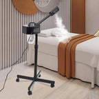 Professional Facial Steamer, 800W Black Skin Care Equipment w/Wheels, 600ml Large Capacity Face Steamer Machine for Beauty Salon, 360°Rotating Head Hot Mist Steamer for Oily Dry Neutral Skin