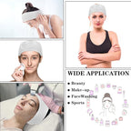 30 Pcs Spa Headband, Facial Head Wrap for Women Adjustable Makeup Stretch Towel with Tape Fit Face Washing Shower Facial Mask Yoga(White)