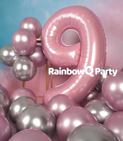 RainbowQ Pink 9 Balloon Number 40 Inch 0-40 Foil Large Balloons | Big Mylar 9 - Image 4
