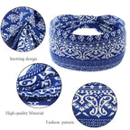 Yeshan Wide Bandana headbands for Women Boho Bandeau Headband Knot Hair Scarf Bands Stretch Floral Printed Non Slip Head bands Elastic Turban Head Wraps Thick African Headband,Pack of 6