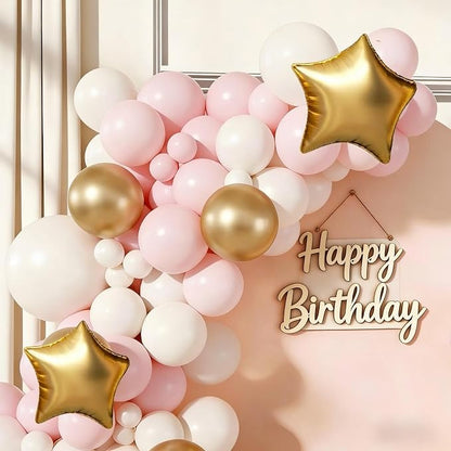 Pink White Gold Balloon Arch Garland Kit 143Pcs Pink White Metallic Gold Latex - Image 5