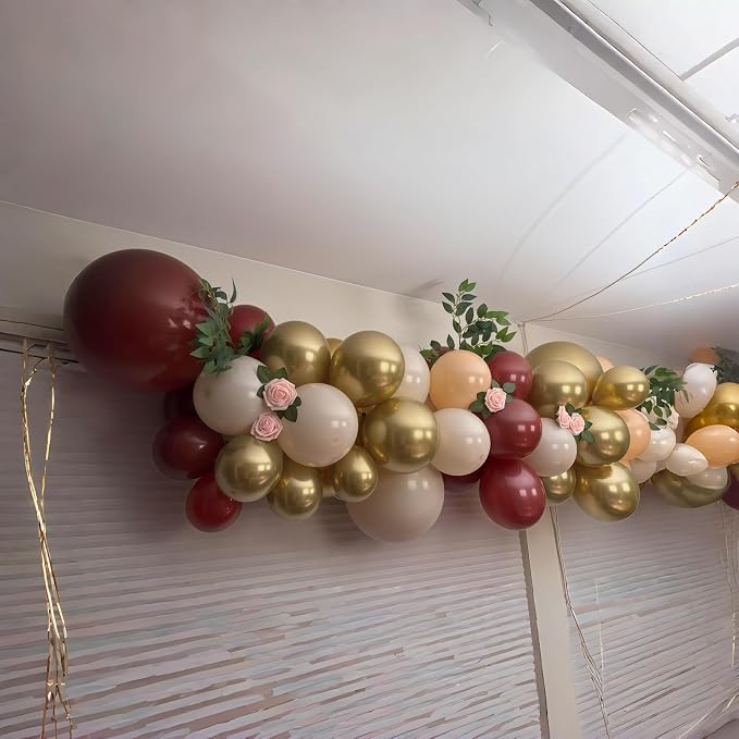 Burgundy and Gold Balloons - Image 8