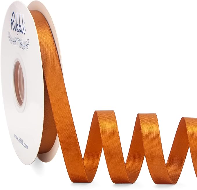 Ribbli Copper Satin Ribbon Double Faced Satin 1/2 inch x Continuous 50 by Ribbli