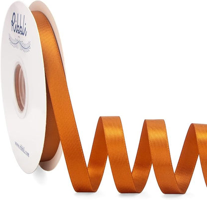 Ribbli Copper Satin Ribbon Double Faced Satin 1/2 inch x Continuous 50 by Ribbli