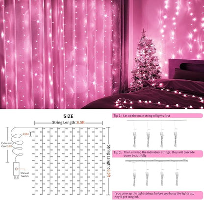 Curtain Lights for Bedroom, 200 Led 6.5ft x 6.5ft Hanging String Lights Outdoor - Image 5