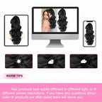 ALXNAN Ponytail Extension,18 Inch Claw Clip in Long Curly Wavy Black Ponytail Hair Extension Jaw Clip on Pony Tails Hairpiece for Women
