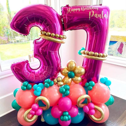 Hot Pink 17 Balloon Numbers, 40 Inch 17th or 71st Birthday Balloon Foil Mylar - Image 4