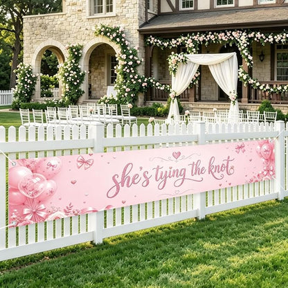She's Tying The Knot Banner Bridal Shower Engagement Party Decorations | by WETDNGQI
