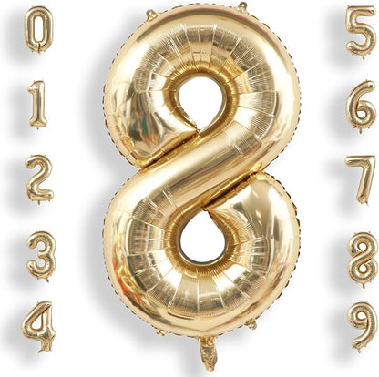 AULE 40 Inch Light Gold 8 Balloon Number Foil 0-9 Birthday Big Numbers | by AULE