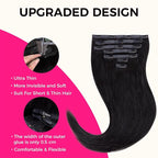 Lashey Yaki Straight Clip in Hair Extensions Real Human Hair #1 Jet Black Seamless Clip in Hair Extension Human Hair 7Pcs 110g 20 Inch PU Weft Natural Hair for Women