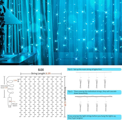 Curtain Lights for Bedroom, 200 Led 6.5ft x 6.5ft Hanging String Lights Outdoor - Image 6