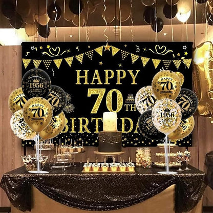TONIFUL 4 Set 60th Birthday Decor Printed 1956 Black Gold Balloon Stand | - Image 4