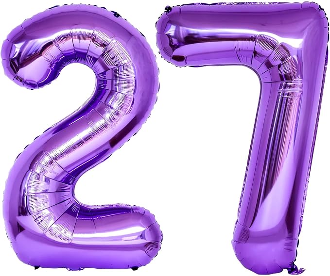 Number 27 Purple Balloons 40 Inch Giant Purple Foil 27 Helium Balloons by LHOAVWE