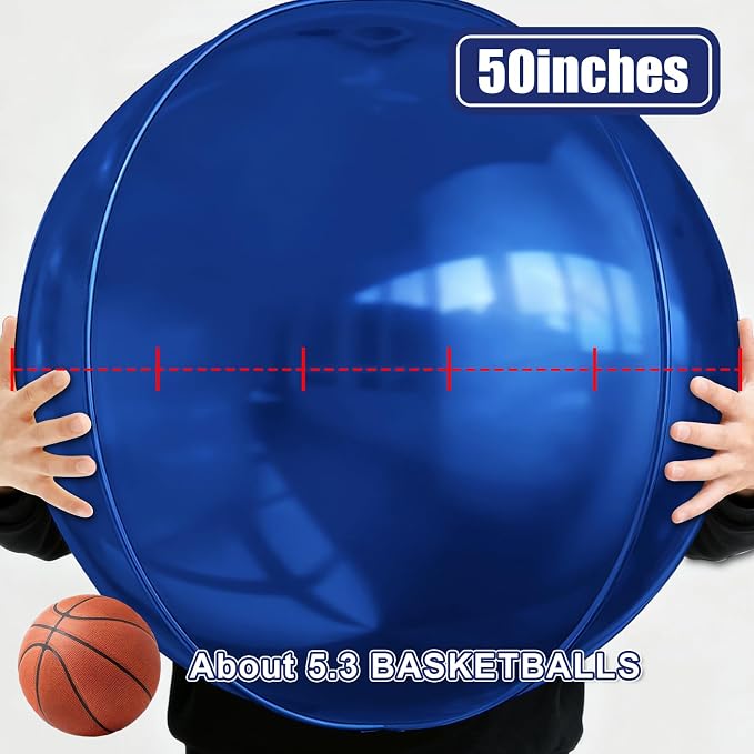 50 Inch Giant Navy Blue Round Foil Balloons - Image 4