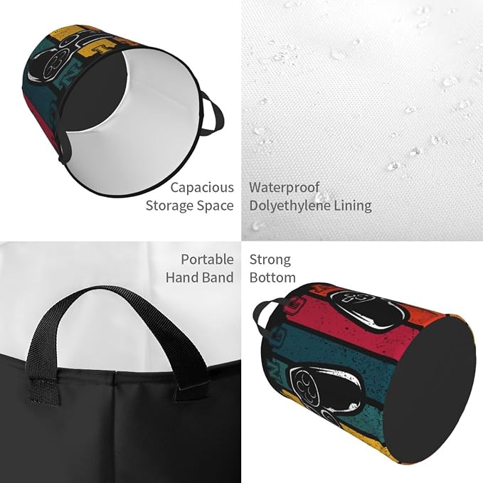 Gaming Laundry Hamper Bag With Waterproof Liner - Image 3