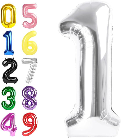Number Balloons 40 Inch Silver 0 Balloon by Argthjy