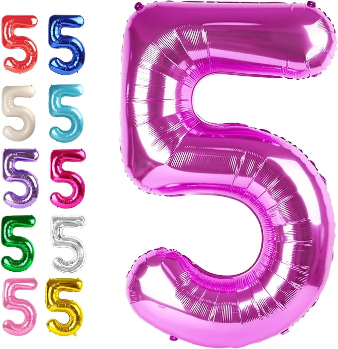 Rosy Purple Number 5 Balloon 40 inch, 5th Birthday Party Balloons Decoration | by Upgesy