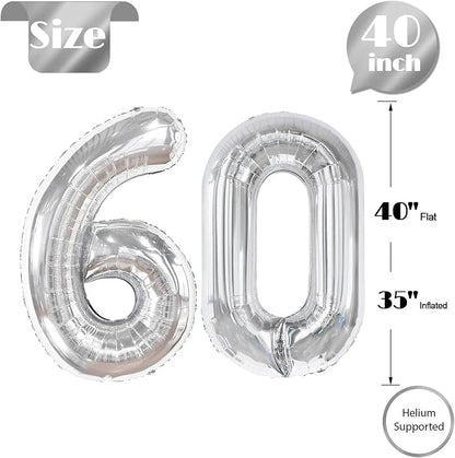 Silver Number 60 Balloon 40 Inch - Image 5