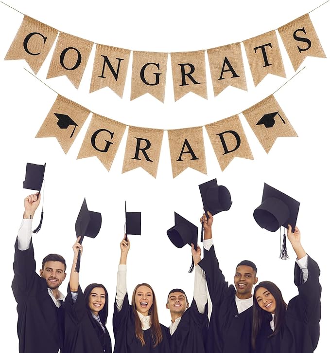 3Pcs Graduation Burlap Banner 2027, Congrats Grad Banner | Pre-strung, - Image 7
