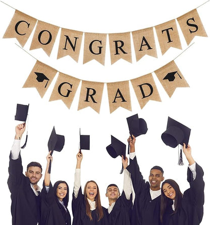 3Pcs Graduation Burlap Banner 2027, Congrats Grad Banner | Pre-strung, - Image 7