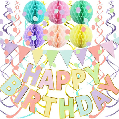 Fecedy Macaron Superlarge Alphabet Happy Birthday Banner Colorful Flag Bunting by FECEDY