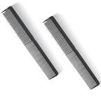 PERFEHAIR 2-Pack Professional Round Tooth Hair Cutting Comb - 7.4 Inch, Black Carbon Fiber Anti-Static & Heat Resistant, Durable Barber Combs with Fine & Wide Tooth for Precise Haircut for Men & Women
