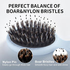 Mini Boar Bristles Hair Bursh, Travel Size Hair Brush for Women Men Kids, Protable Small Hair Brushes for Pockets Purses, Mini Hair Brush for Smooth Add Shine (1 Pack-Blue)