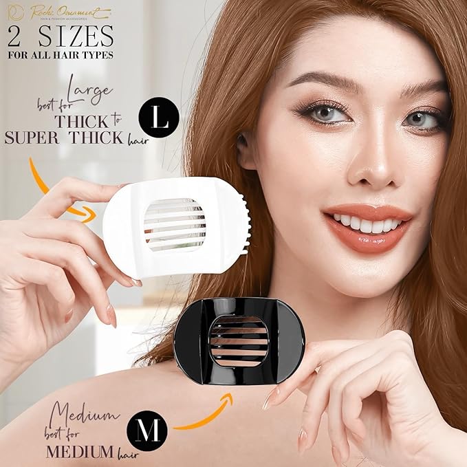 RC ROCHE 6 Pcs Flat Claw Hair Clips for Women Thick Hair French Round Duckbill Square Secure Strong Hold Grip Clamps Barrettes Curved No Slip No Crease Styling Cute Jumbo XL, Large Holiday Special