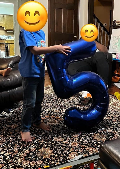 5 Balloon Numbers Birthday Decorations, 40In Navy Blue Balloons - Image 2