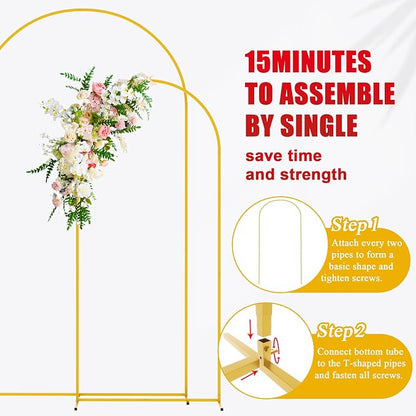 Wedding Arch Backdrop Stand 7.2FT, 6FT Gold Metal Arch Stand Set | Metal Arch - Image 5
