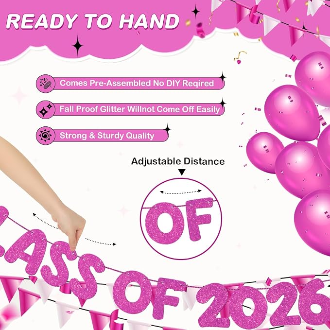 Fulmoon Congrats Grad Class of 2026 Banner Graduation Party Decor Class of 2026 - Image 3