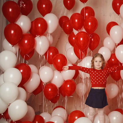 100pcs Red and White Balloons 12 Inch Thickened Latex Red White Balloons - Image 6
