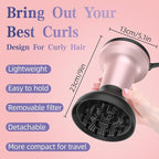 Professional Diffuser Hair Dryer, Ionic 2 in 1 Designed Specifically for Curly Hair Diffuser with Comb Attachment, Enhanced Wind Power, Faster Styling for Women, Ideal Gifts for Women