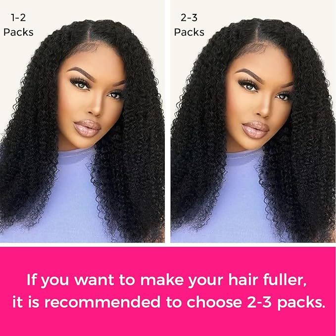 Lashey Seamless Clip in Hair Extensions Human Hair 110g 7pcs Kinky Curly Clip in Hair Extensions Real Human Hair with Soft PU Skin Weft for Women 22 Inch Natural Black