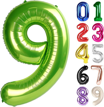 9 Balloon - Light Green Birthday Number Balloons, 40 Inch Party Decorations | by ALPHADELTAPI