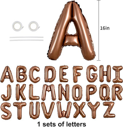 TONIFUL Chocolate Brown 16 Inch Mylar Foil Letter Balloons 26 Pcs 1 Set A-Z - Image 2
