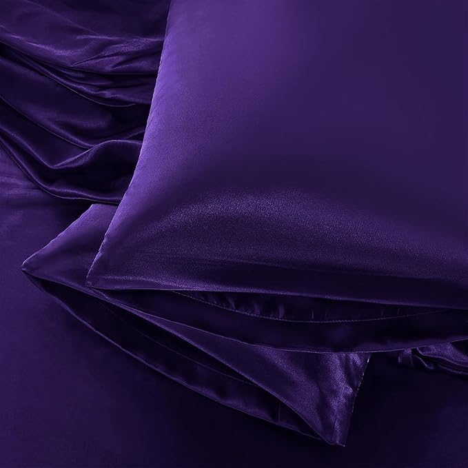 Aormenzy Satin Body Pillow Cover Set of 2, 20x54 Inches Purple Body Pillow Case for Adults, Silky Soft & Cooling Body Pillow Pillowcase with Envelope Closure