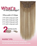 Moresoo Clip in Hair Extensions Real Human Hair Light Brown to Golden Blonde Balayage Human Hair Clip in Extensions 24 inch Remy for Women Long 120g 7pieces Double Weft for Wedding