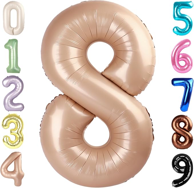 8 Balloon Number 40 Inch Light Brown Balloons by Mluchee